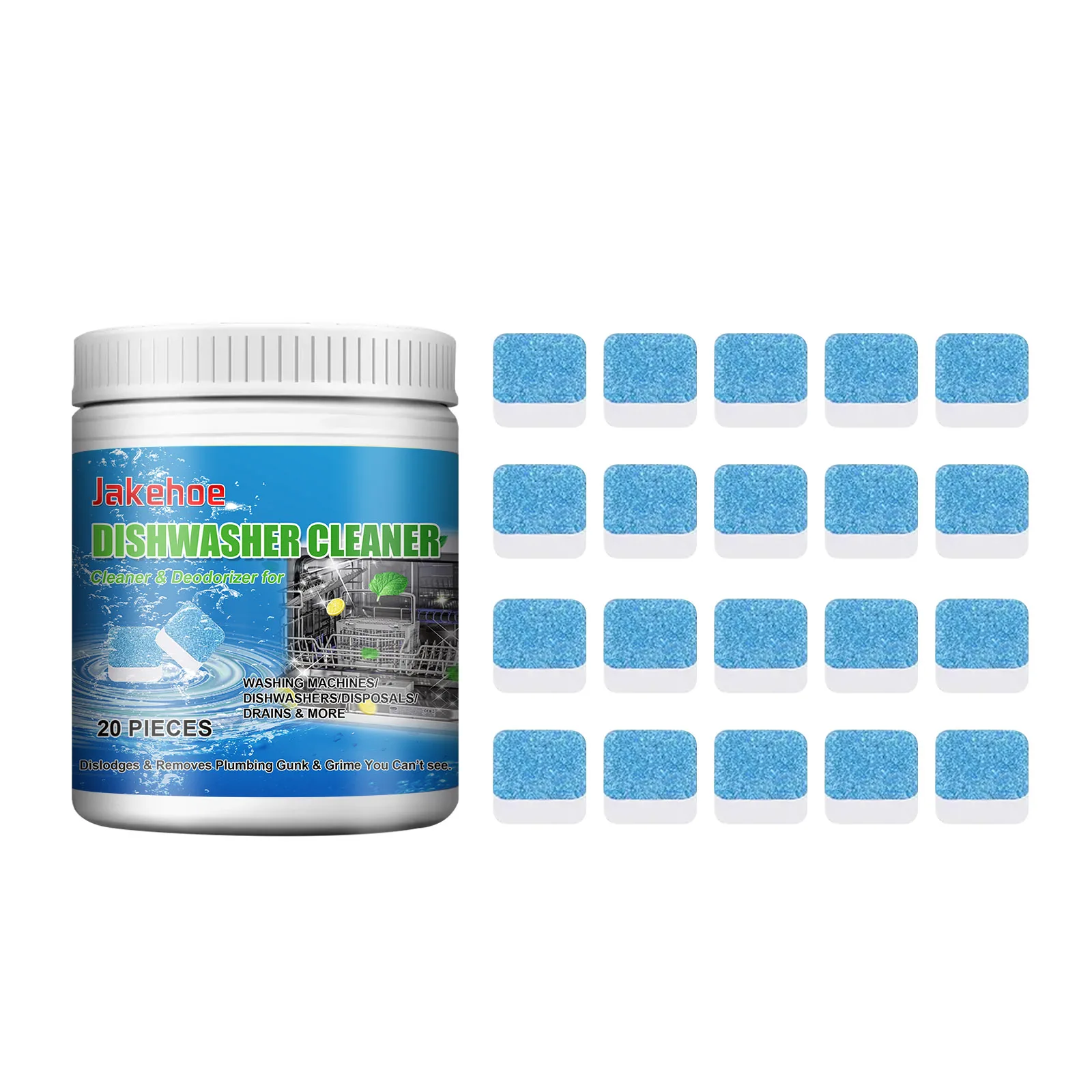 Jakehoe 20pcs Dishwasher Cleaning Effervescent Tablets to Remove Oil and Scale Household Kitchen Dishwasher Cleaning Odor - Image 2