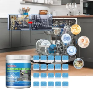 Jakehoe 20pcs Dishwasher Cleaning Effervescent Tablets to Remove Oil and Scale Household Kitchen Dishwasher Cleaning Odor