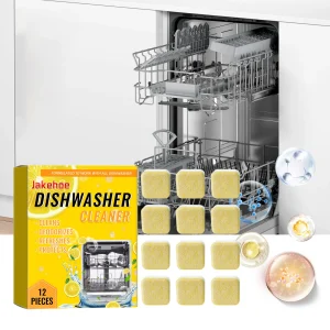 Jakehoe Dishwasher Cleaner, Sewer Deodorizing Tablets, Limescale Remover, Multi-Function 12pcsal Powerful Effervescent Tablets