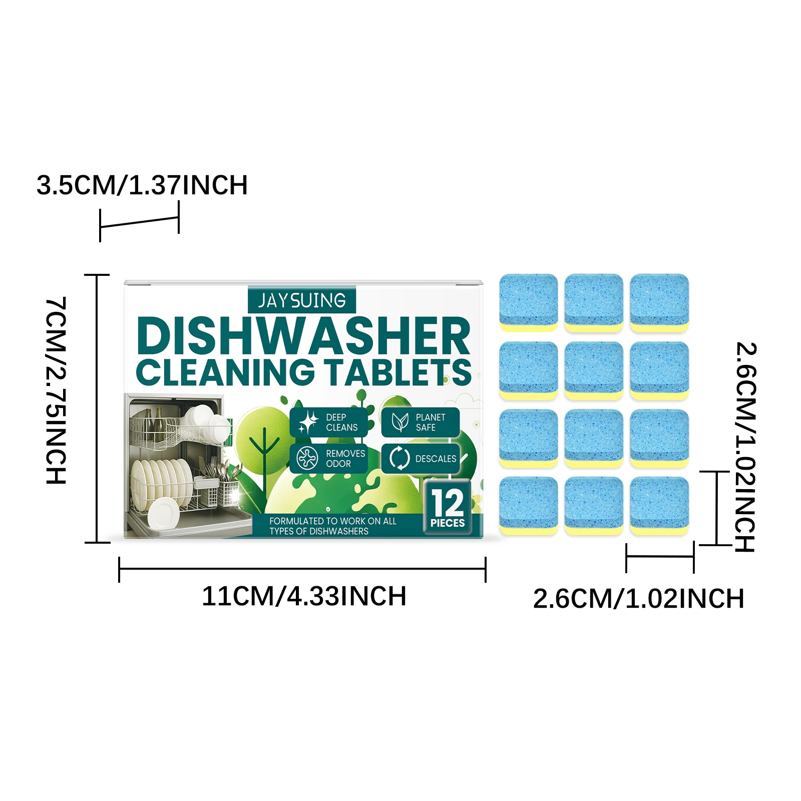 Jaysuing Dishwasher Cleaning Tablets, Gentle Stain Removal Scale Household Kitchen Dishwasher Cleaning Tablets - Image 2