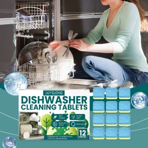 Jaysuing Dishwasher Cleaning Tablets, Gentle Stain Removal Scale Household Kitchen Dishwasher Cleaning Tablets