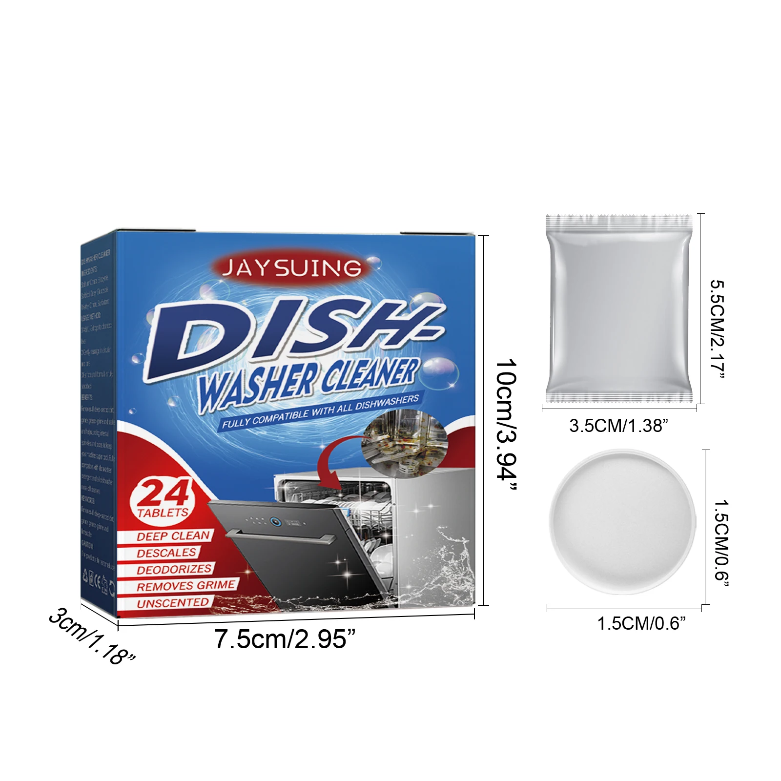 Jaysuing dishwasher cleaning descaling tablets to deduplicate oil stains kitchen utensils household dishwasher cleaner - Image 3