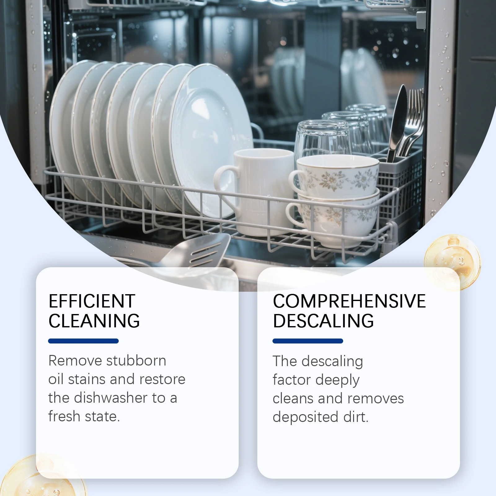 Jue Fish 12Pcs Dishwasher Cleaner Tablets - Powerful Degreasing Anti-Limescale - Household Dishwashing Tablets for Clean Dishes - Image 6