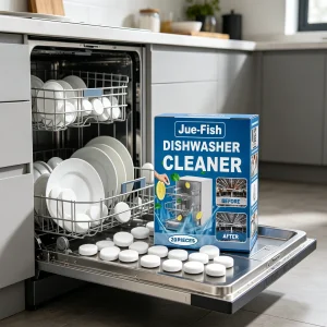 Jue Fish Dishwasher Cleaner Tablets Stain And Oil Removal Tablets For Built In Dishwasher Kitchen Appliance Care