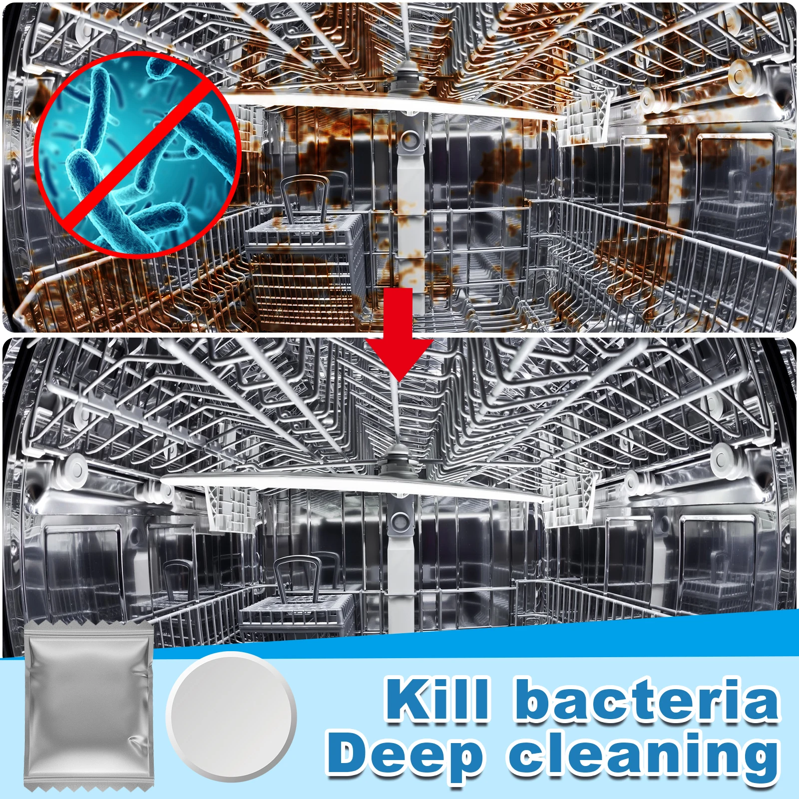 Jue-fish Dishwasher Cleaning Tablets Powerful Degreasing Quick Stain Removal Descaling Eliminate Bad Odor for Kitchen Deep Clean - Image 4