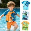 Kids Buoyancy Swimsuit Boys Toddler Baby 1 to 2 3 4 5 6 Years Orange Blue Boy Swimming Suit Dino Shark Swim Float Beach Swimwear