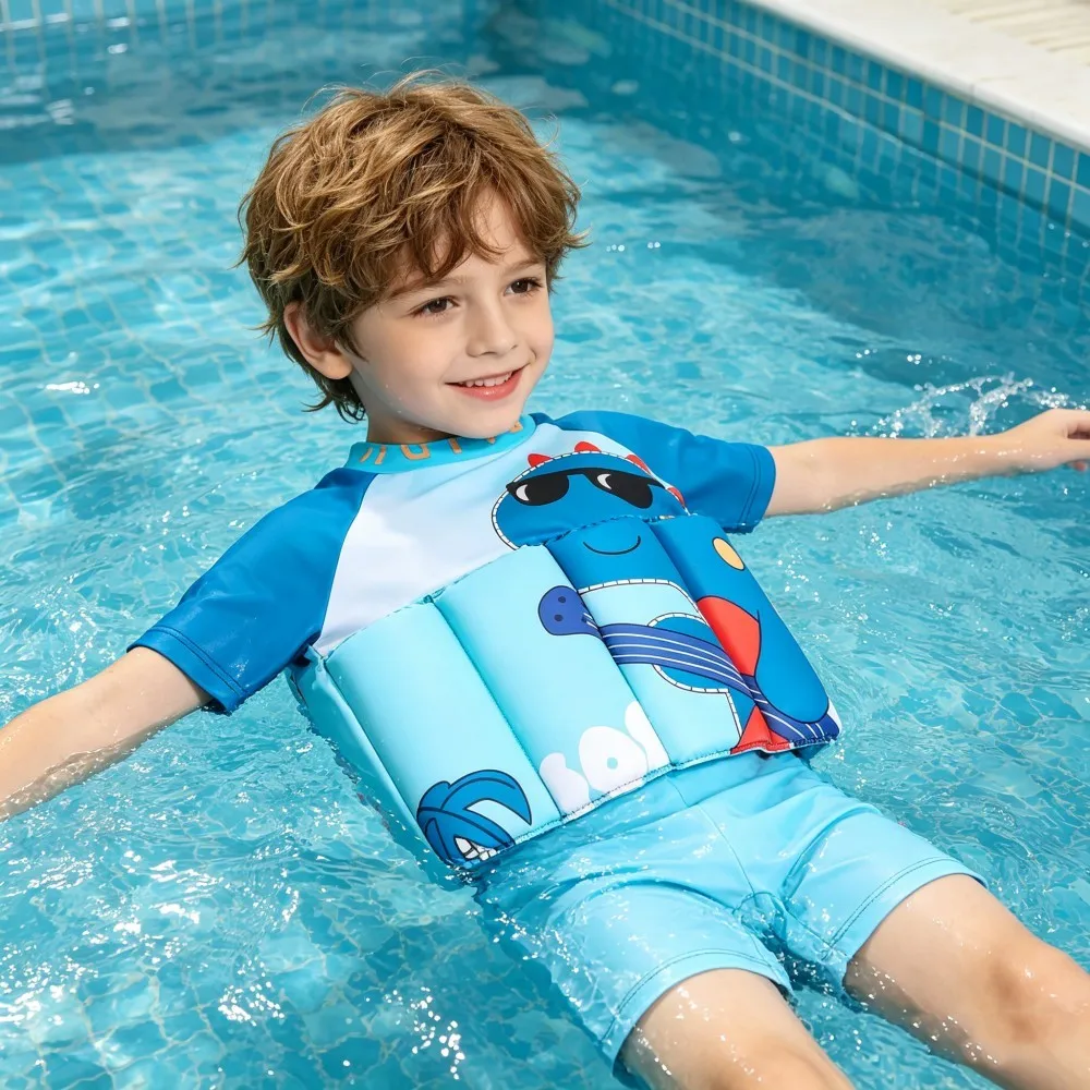 Kids Buoyancy Swimsuit Boys Toddler Baby 1 to 2 3 4 5 6 Years Orange Blue Boy Swimming Suit Dino Shark Swim Float Beach Swimwear - Image 4