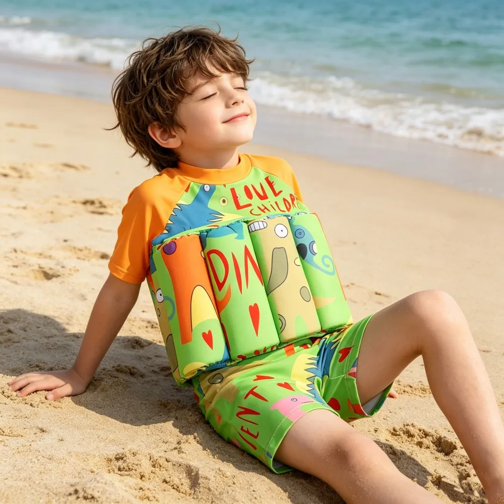 Kids Buoyancy Swimsuit Boys Toddler Baby 1 to 2 3 4 5 6 Years Orange Blue Boy Swimming Suit Dino Shark Swim Float Beach Swimwear - Image 5
