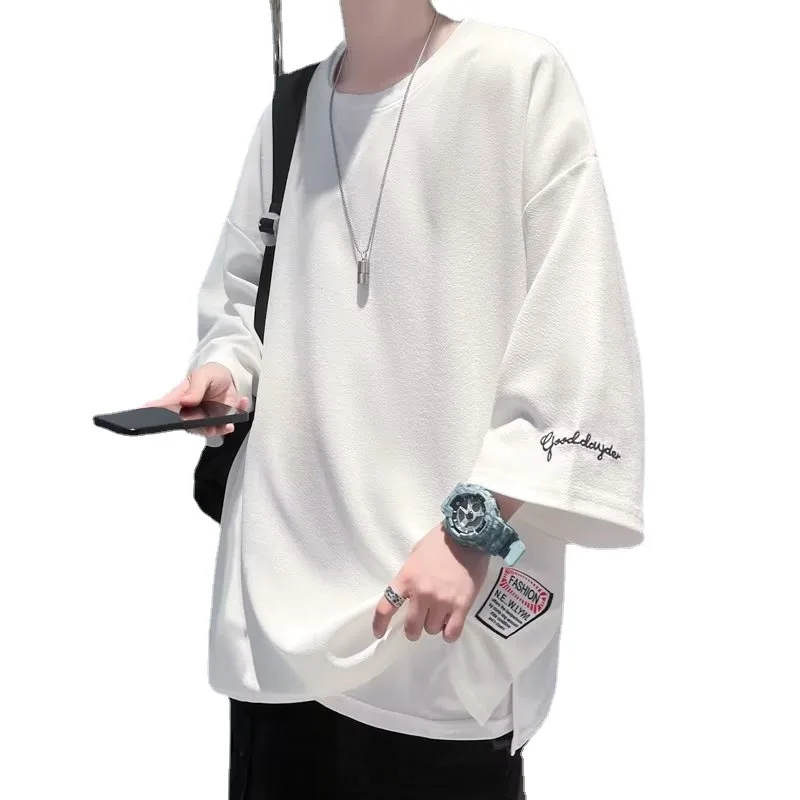 Korean Harajuku Solid Oversized T-shirt for Men Y2k Summer Fashion Loose Casual Short Sleeved Men's T-shirt Tops - Image 6
