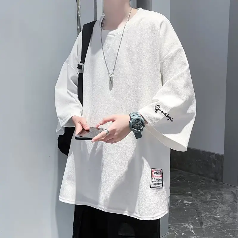Korean Harajuku Solid Oversized T-shirt for Men Y2k Summer Fashion Loose Casual Short Sleeved Men's T-shirt Tops - Image 5