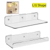 L/U-shaped Clear Acrylic Rack For Wall Punch-free Wall Board Storage Bathroom Kitchen Living Room Wall Display Rack Organizer