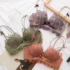 Lace Floral Embroidery Sexy Bra Comfortable Adjustable Women Underwear 3/4 Cup Wireless Girl Brassiere Bralette