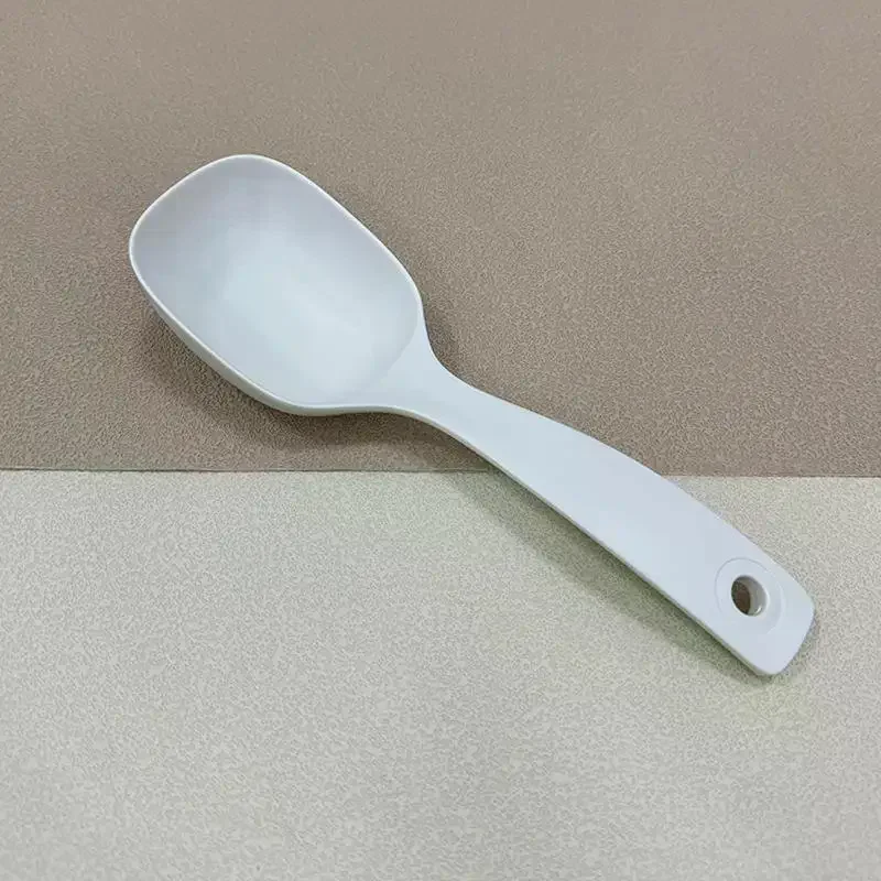 Long Handle Soup Ladle Non-slip Handle Large White Stirring Spoon for Professional Chef Home Cooking Use