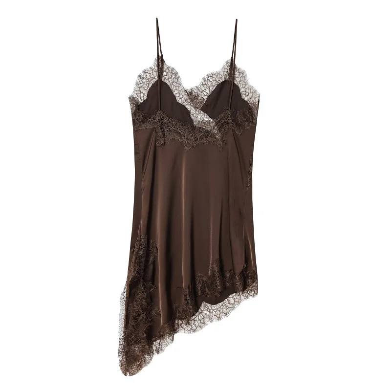 MUJER Lace Slip Mini Dress Women Satin Backless Summer Dress Woman Asymmetric Party Women's Dress Sexy Beach Dresses for Women - Image 4