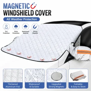 Magnetic Car Front Windshield Shield, All-Weather Waterproof Sun Block & Snow Frost Insulation Cover Vehicle Exterior Protection