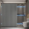 Magnetic Shower Curtain Waterproof Anti-Mold Foldable Bathroom Divider for Dry Wet Separation No Drilling Removable Cloth Shower