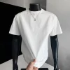 Men Crew Neck T-shirt Simple Solid Color Summer Tee Breathable Loose Fit Stylish T-shirt for Office Dating Party Street Fashion