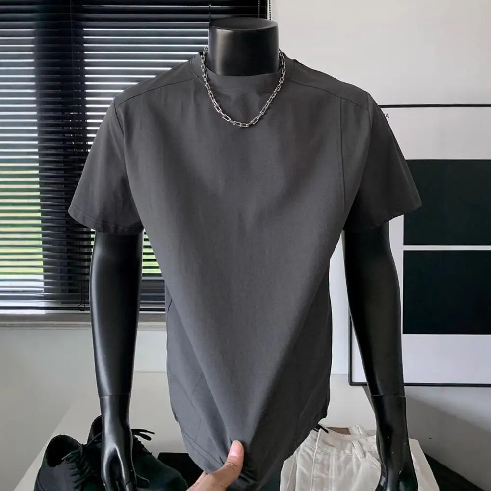Men Crew Neck T-shirt Simple Solid Color Summer Tee Breathable Loose Fit Stylish T-shirt for Office Dating Party Street Fashion - Image 6