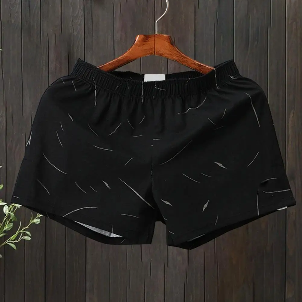 Men Homewear Shorts Boxers Elastic Waist Solid Color Soft Breathable Mid Waist Loose Underpants Sleep Bedroom Shorts - Image 2