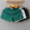 Men Homewear Shorts Boxers Elastic Waist Solid Color Soft Breathable Mid Waist Loose Underpants Sleep Bedroom Shorts