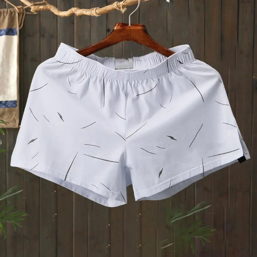 Men Homewear Shorts Boxers Elastic Waist Solid Color Soft Breathable Mid Waist Loose Underpants Sleep Bedroom Shorts - Image 5