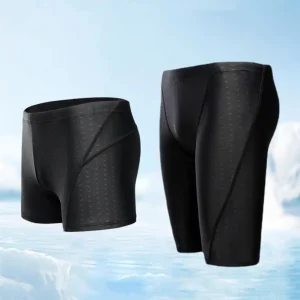Men Swimming Shorts Waterproof Quick Dry High Elasticity Mid Waist Soft Breathable Solid Color Plus Size Swimming Pants