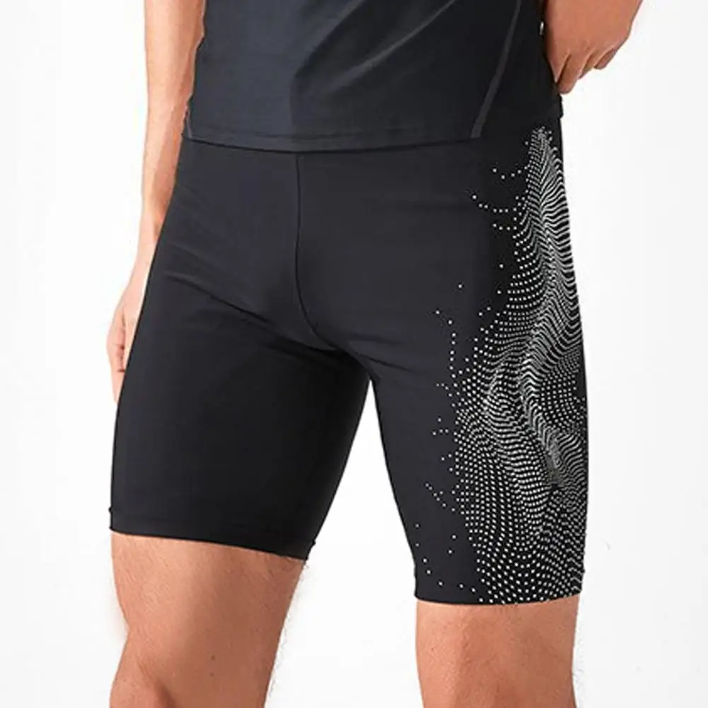 Men Swimming Trunks Elastic Soft Breathable Color Matching Mid Waist Bathing Boxers Tight Surfing Water Sports Swimming Shorts - Image 2