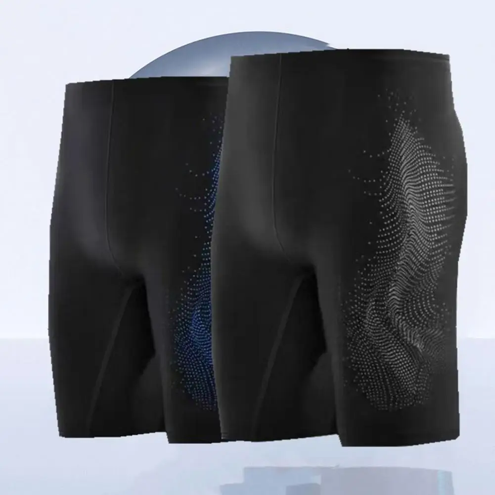 Men Swimming Trunks Elastic Soft Breathable Color Matching Mid Waist Bathing Boxers Tight Surfing Water Sports Swimming Shorts - Image 4