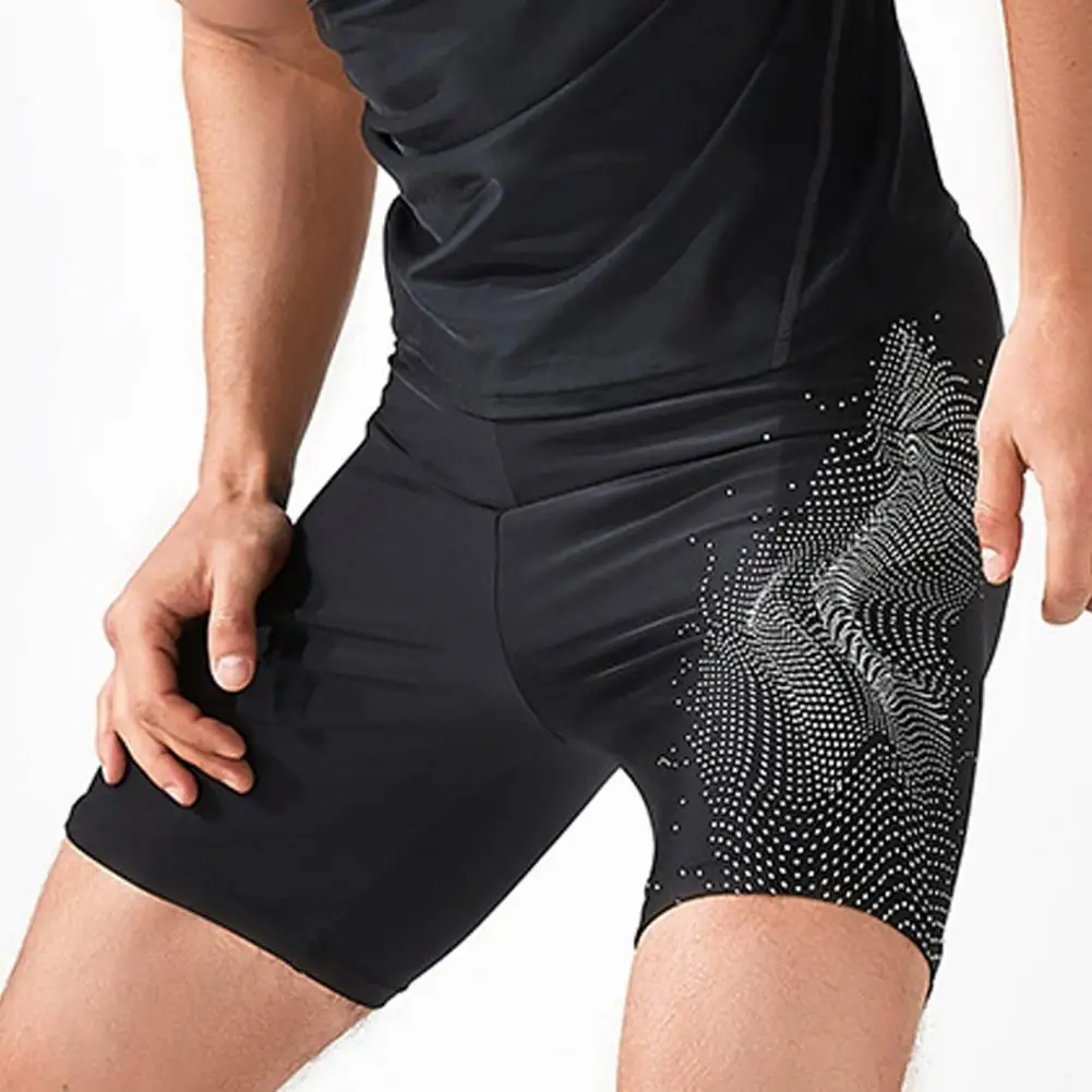 Men Swimming Trunks Elastic Soft Breathable Color Matching Mid Waist Bathing Boxers Tight Surfing Water Sports Swimming Shorts - Image 3