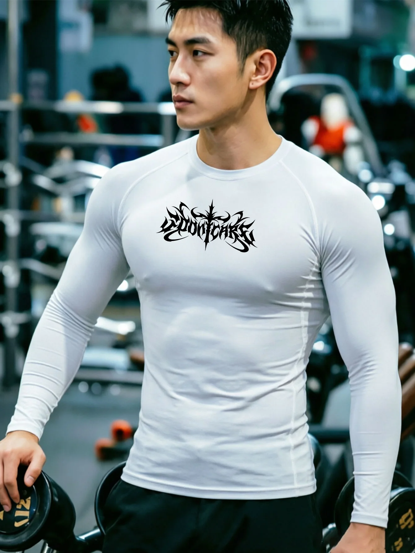 Men's Casual Plain T-shirt Men's Long-Sleeved Fashion Fitness Long-Sleeved T-shirt Men's Blouse - Image 5