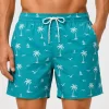 Mens Pink Palm Tree Seagull Print Swim Shorts Quick Dry Drawstring Beach Board Shorts with Pockets Summer Holiday Trunks