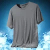 Men's T-Shirt 2023 New Summer Breathable Soild Short Sleeve Sports Fitness Quick Dry Ice Silk T-shirts Male 5XL 6XL 7XL Top Tees
