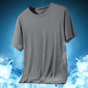 Men's T-Shirt 2023 New Summer Breathable Soild Short Sleeve Sports Fitness Quick Dry Ice Silk T-shirts Male 5XL 6XL 7XL Top Tees
