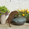 Metal Cat Garden Statue | Classic Outdoor Yard Decor | Durable Freestanding Lawn Ornament | Earth-Tone Finish Rustic Rusty