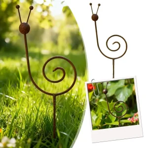 Metal Snail Plant Support Stake Minimalist Garden Flower Iron Art Rusty Color Ornament Home Yard Accessories Outdoor Decoration