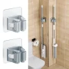 Mop Storage Rack Bathroom Suction Hanging Pipe Traceless Mop Clip Broom Hanger Wall-Mounted Waterproof Mop Rack