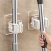 Multi-Purpose Hooks Adhesive Wall Hanging Mop Rack Broom Hanger Hook Kitchen Bathroom Organization Home Organizer Accessories