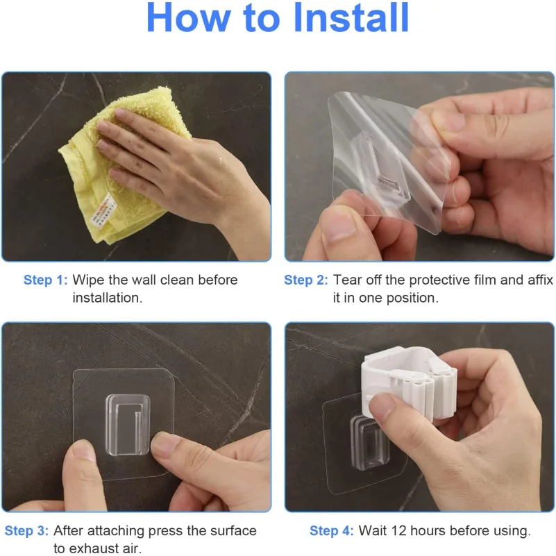 Multi-Purpose Hooks Adhesive Wall Hanging Mop Rack Broom Hanger Hook Kitchen Bathroom Organization Home Organizer Accessories - Image 5