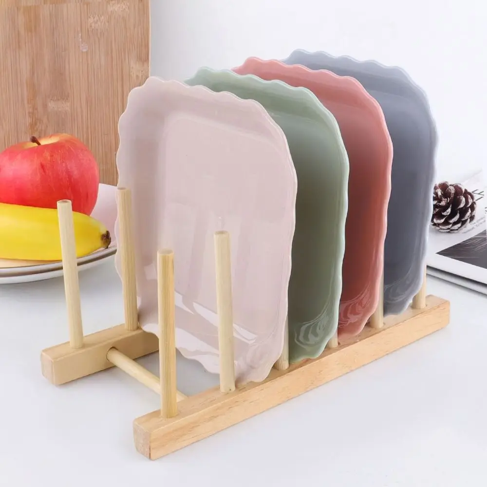 Multifunction Dish Cups Drying Cups Shelf Book Display Kitchen Wooden Stand Rack - Image 3