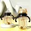 Nano Silver Antibacterial Baby Bottle Wide Neck Anti Colic with Handle and Straw Baby Feeding Bottle
