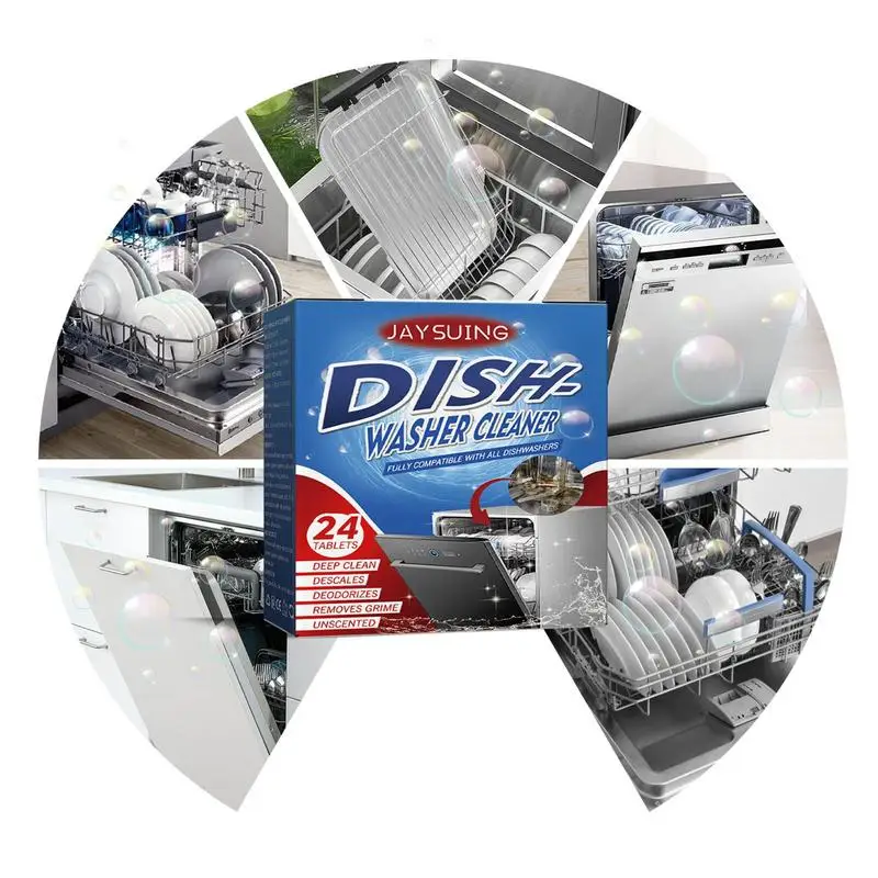 Natural Dishwasher Cleaner 24 Pack Deep Cleaning Descaler Washing Machine Descaler Deep Cleaning Tablets 24 Tablet Combo - Image 3