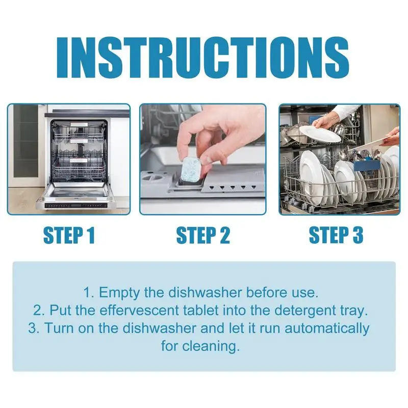 Natural Dishwasher Cleaner Washing Machine Descaler Deep Cleaning Tablets Removes Limescale Build Up Hard Water Stains Grease - Image 3