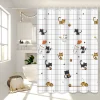 Naughty Cat Illustration Shower Curtain Home Aesthetic Bathroom Partition Curtain Internet Celebrity Style Bathroom Decor Essential