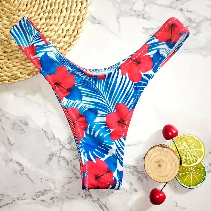 New Floral Print Brazilian Bikini Bottom Women's Swimwear High Waisted Sexy V Thong Swimsuit Bathing Suit Women Swimwear Women - Image 4