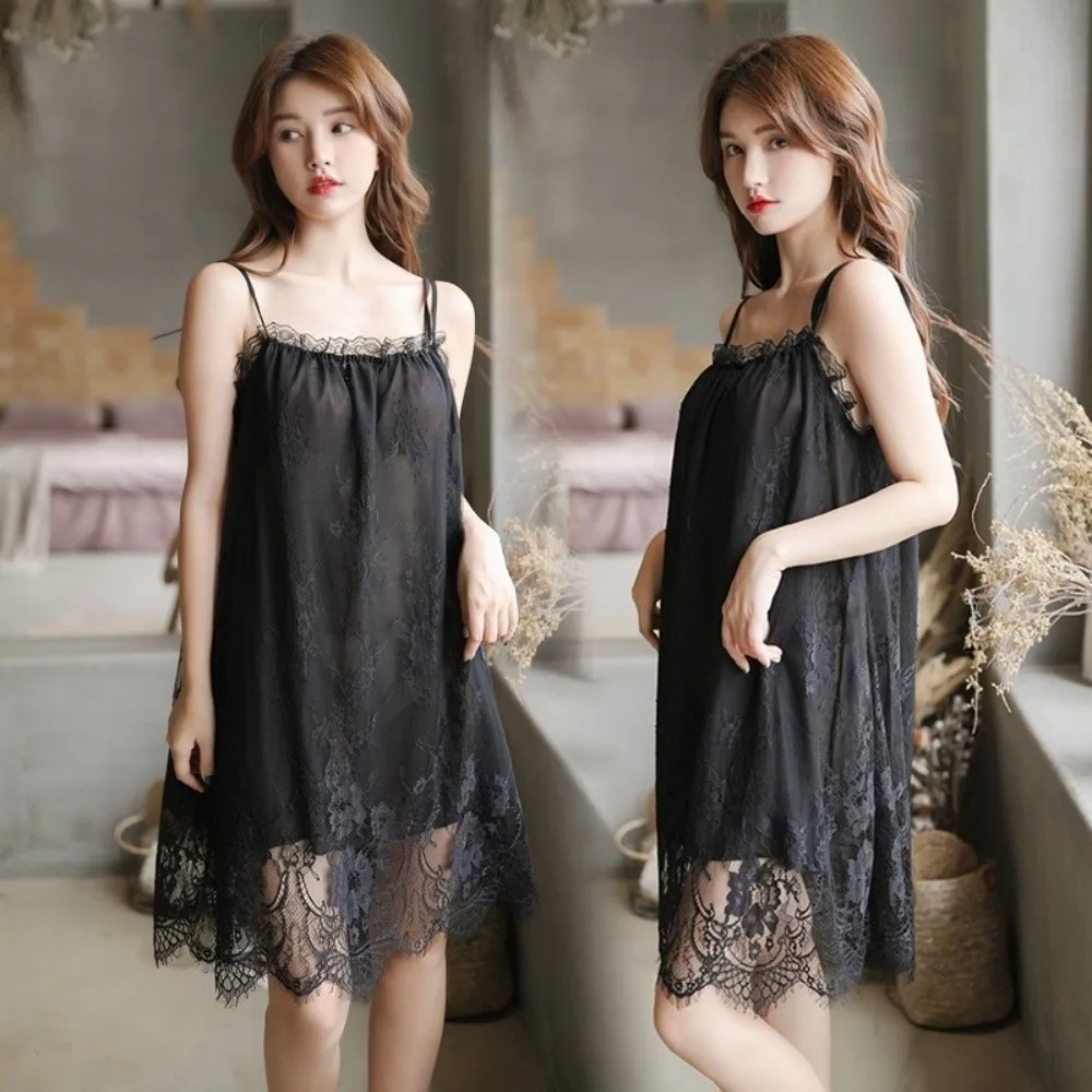 New Lace Trim Sleep Dress Breathable Comfortable Nightgown Sleepwear Pajama Women - Image 4