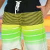 New Men's Beach Shorts Fun 3D Striped Print Swim Trunks Fashion Summer Loose Casual Pants Boy Girl Unisex Gym Board Shorts