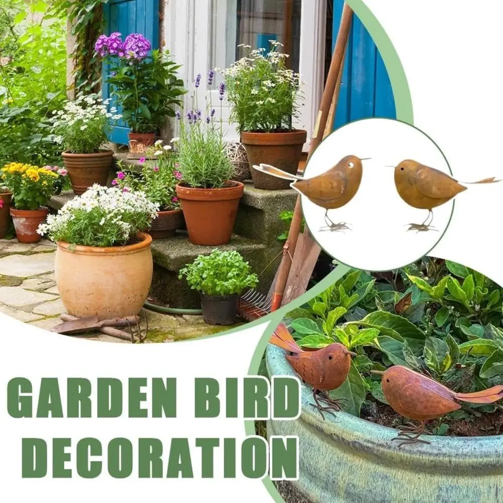 New Rustic Style Metal Birds Statue Ornament Sculpture Metal Bird Ornament Metal Courtyard Sculpture Patio - Image 3