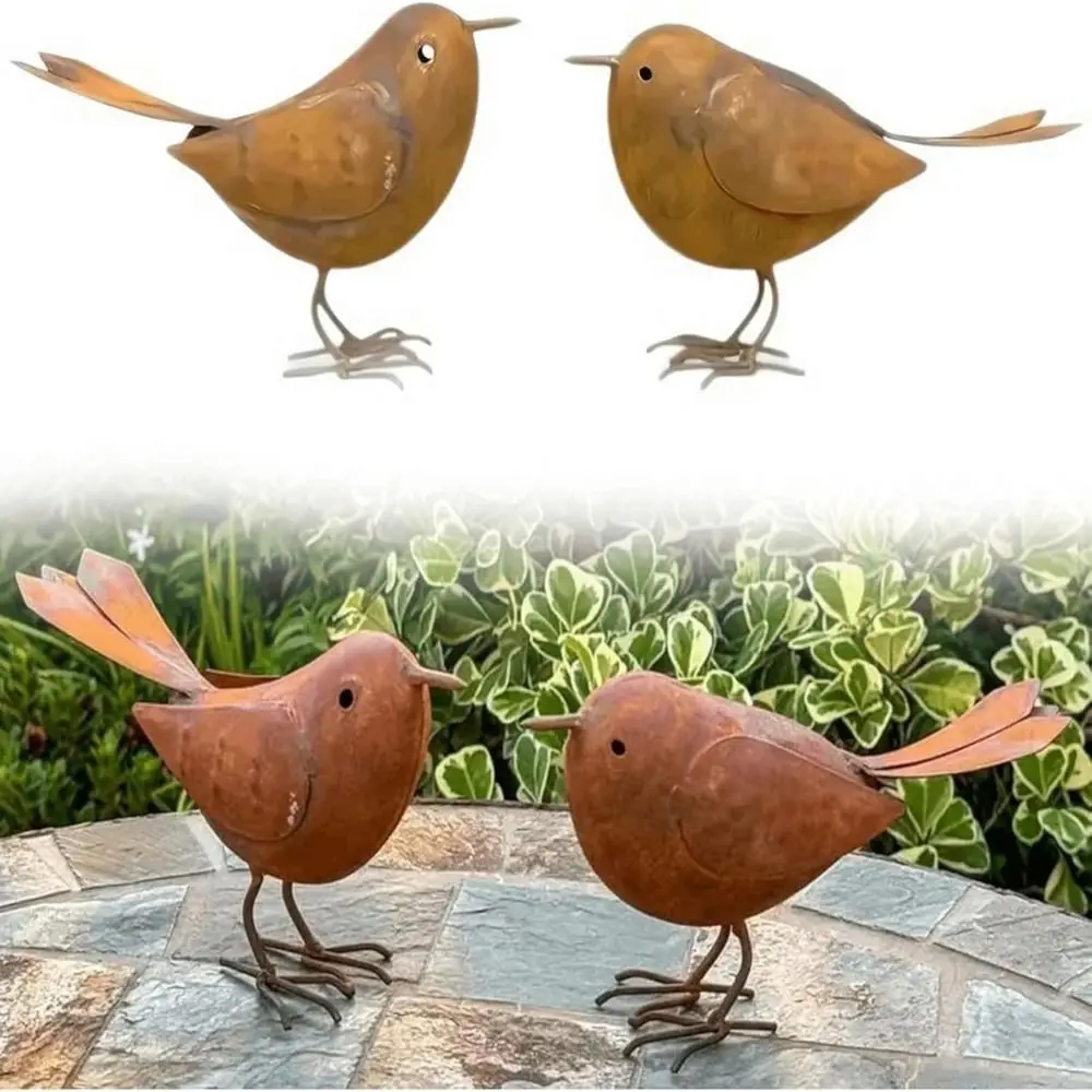 New Rustic Style Metal Birds Statue Ornament Sculpture Metal Bird Ornament Metal Courtyard Sculpture Patio - Image 4