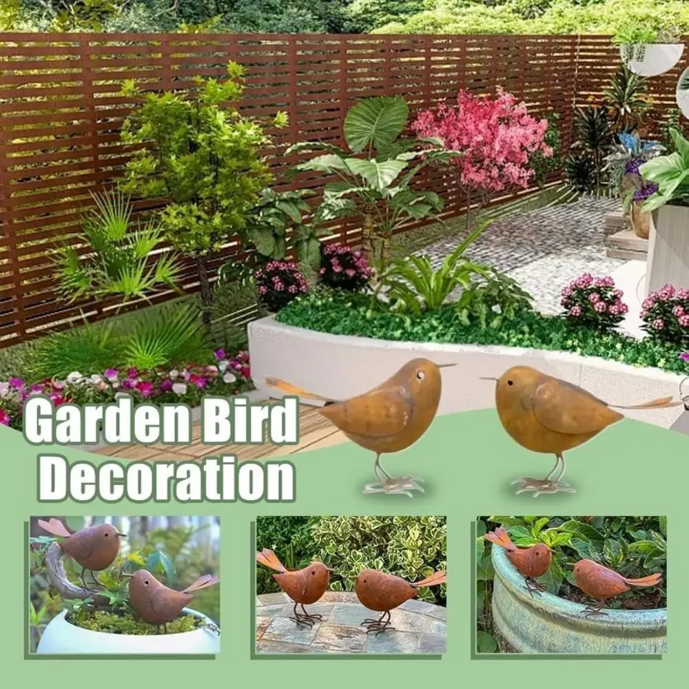 New Rustic Style Metal Birds Statue Ornament Sculpture Metal Bird Ornament Metal Courtyard Sculpture Patio
