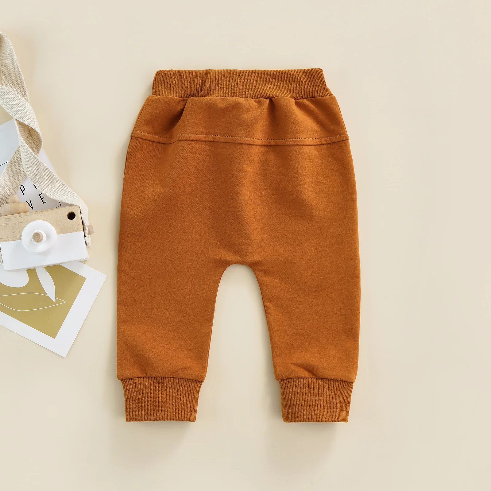 Newborn Boys Girls Casual Trousers Elastic Waist Adjustable Drawstring Plain Leisure Style Loose Fit Long Pants Sweatpants - Image 5